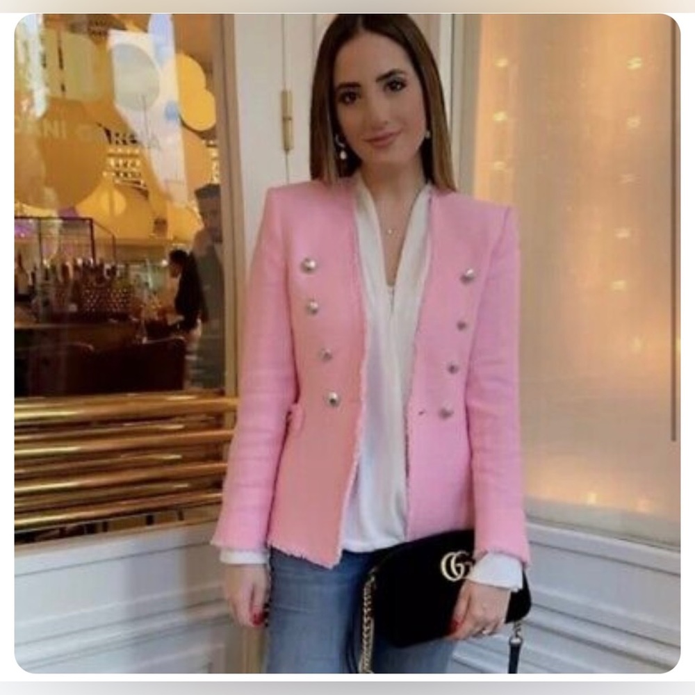 Zara pink tweed blazer size XS